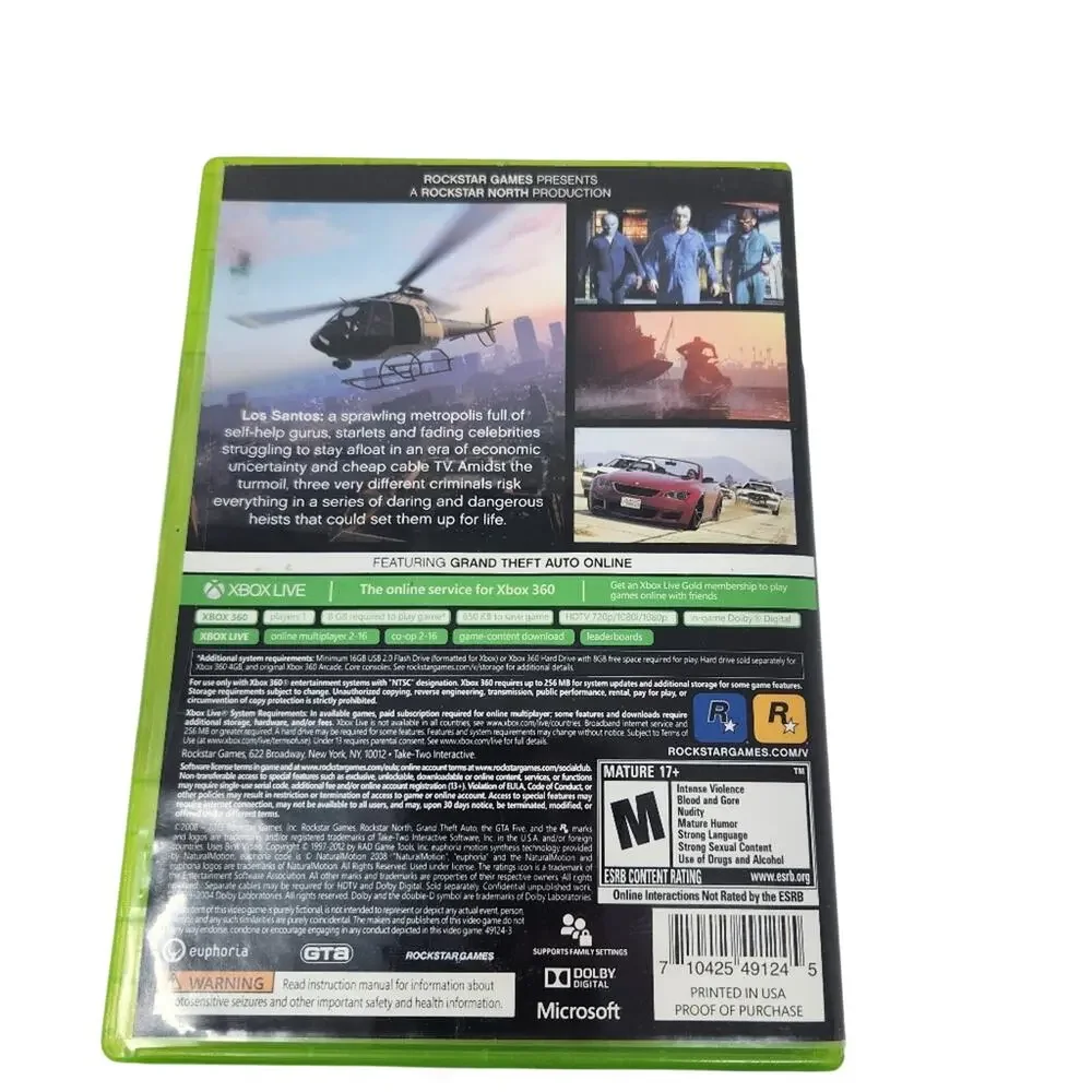 Xbox 360 Grand Theft Auto 5 Video Game Discs